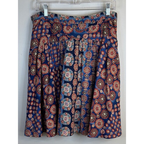 MARC JACOBS Faux Wrap Medallion Print Skirt Women 10 Tie A-Line Side Zip Lined - Picture 3 of 10